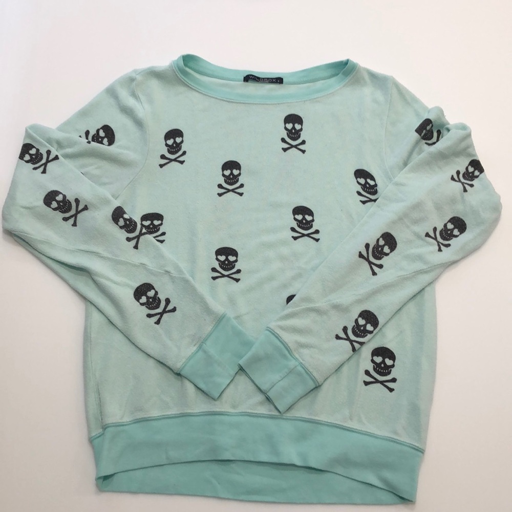 Wildfox Mint Green Skull Sweatshirt